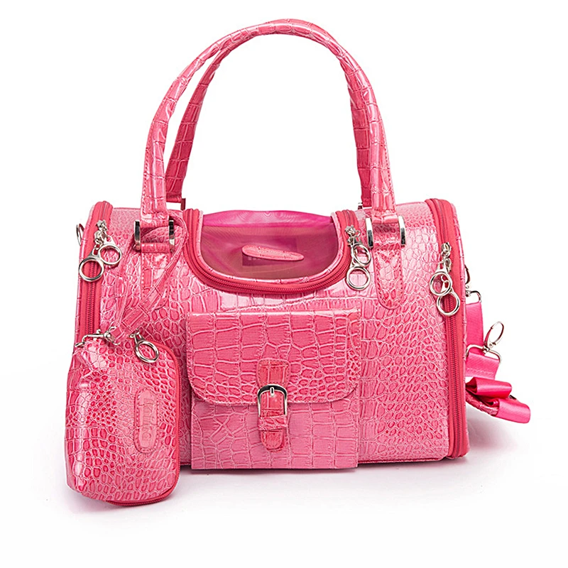 

New Fashion Portable Outdoor Pet Cat Dog Carrier Bag With Purse Leather Travel Small Dog Chihuahua Teddy Carrying Bag Handbag