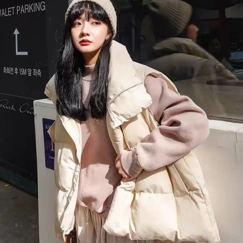 

Корейская версия 2023, Зимний новый пуховой жилет из хлопка, Женский Универсальный Свободный жилет большого размера в Корейском стиле, теплый жилет, куртка