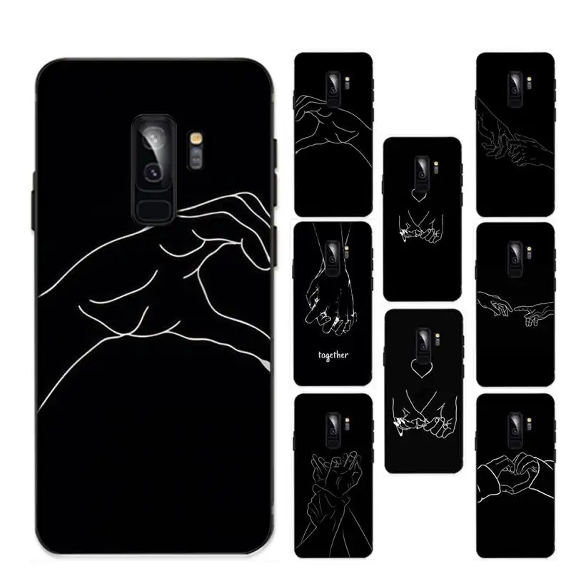 

Minimalist Line Couple Hand Phone Case for Redmi 8 9 9A for Samsung J5 J6 Note9 for Huawei NOVA3E Mate20lite cover