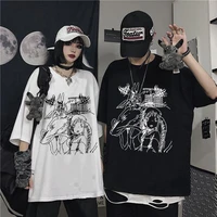 women t shirt oversized harajuku y2k top t shirt retro korean style black demon punk gothic anime print clothes streetwear tops