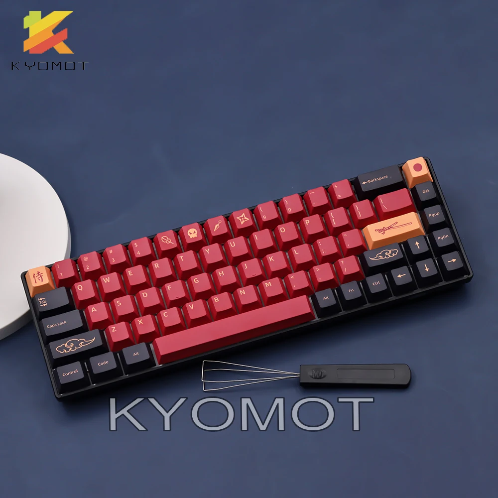 KYOMOT GMK Red Samurai Cherry Profile Keycaps PBT Sub-Dye Korean Keycap for MX Switch DIY Layout Ducky Game Mechanical Keyboard