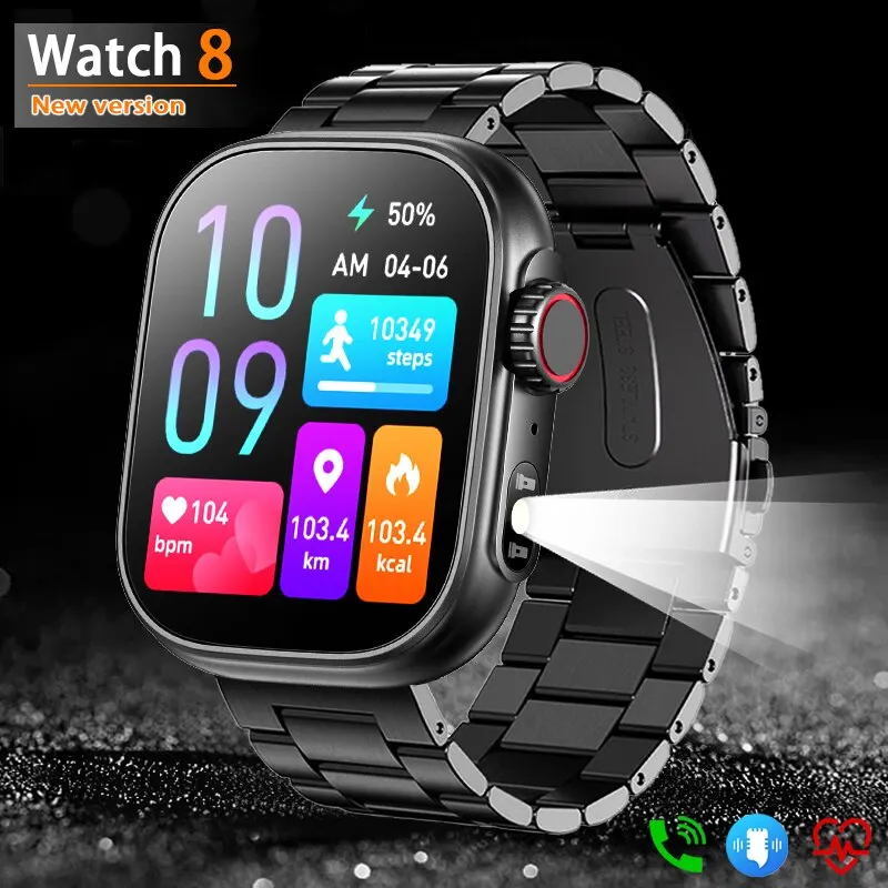 

2.0 Inch Full Touch Screen Smart Watch LED Flashlight Illuminated Watch Health Monitoring Bluetooth Call Smartwatch Men Women