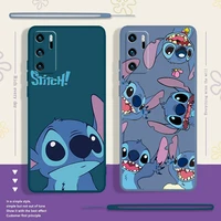 stitch the baby disney for huawei p 50 40 30 20 smart 2021 2019 lite pro plus liquid rope silicone soft phone case cover