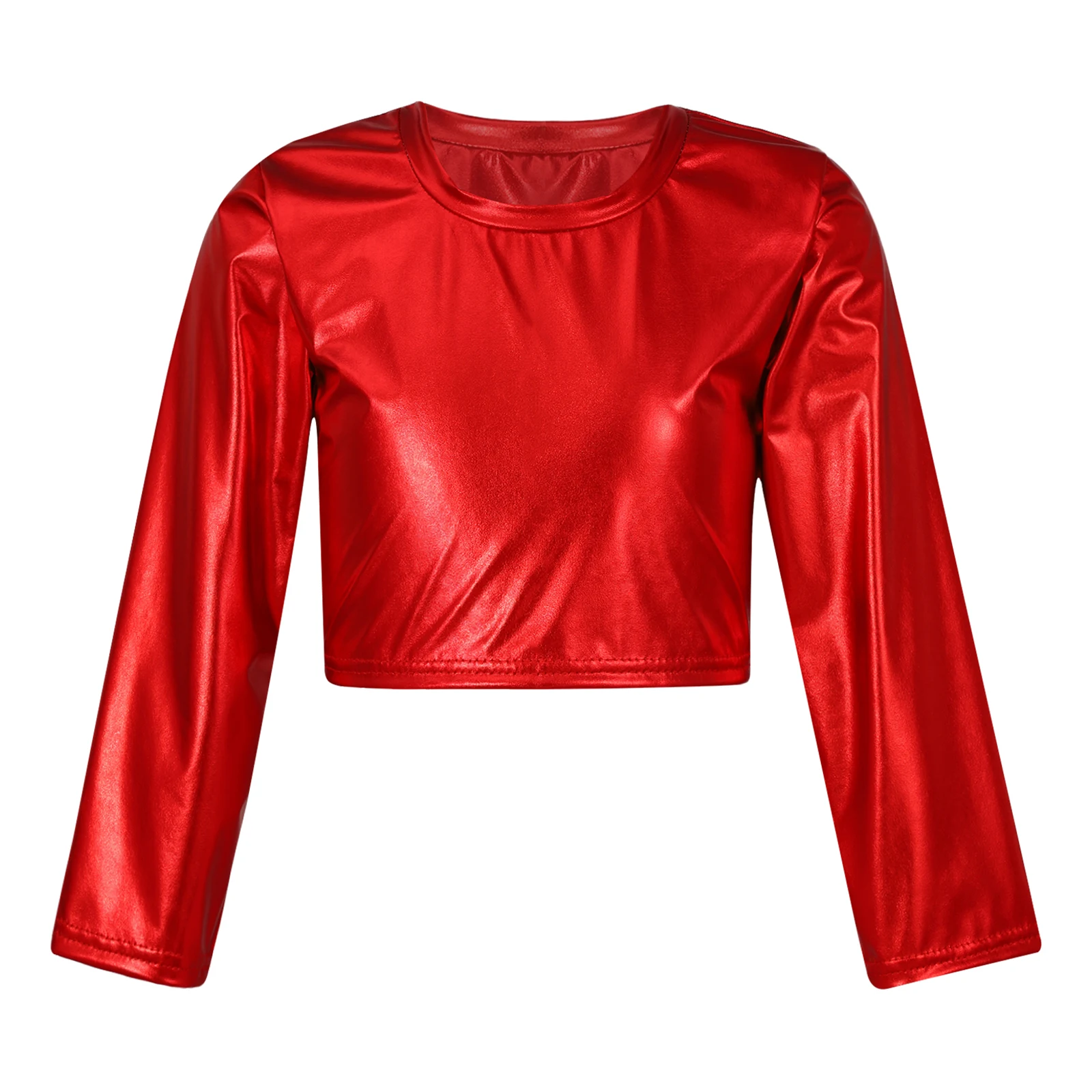 Детский танцевальный топ футболки джазовая Одежда для танцев детский Блестящий