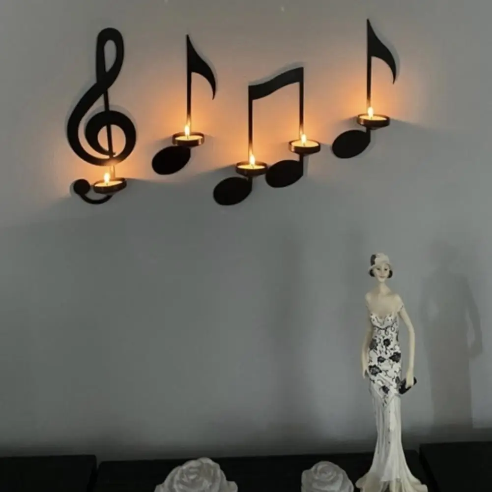 

1 Set Useful Candle Rack Heat Tolerant Lightweight Candlelight Holder Musical Note Restaurant Cafe Candlelight Holder