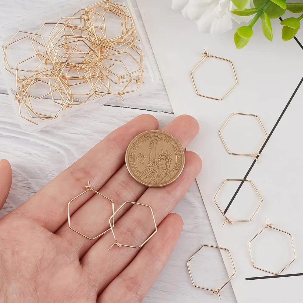 Геометрические серьги-кольца 18К позолоченные