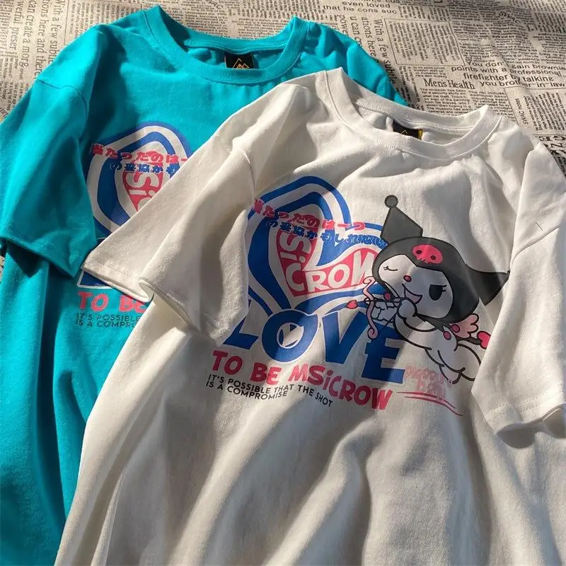 

Kawaii Sanrio плюшевый мультяшный милый кот Kuromi плюшевый в стиле Харадзюку Японский милый и крутой с коротким рукавом аниме плюшевый подарок на д...