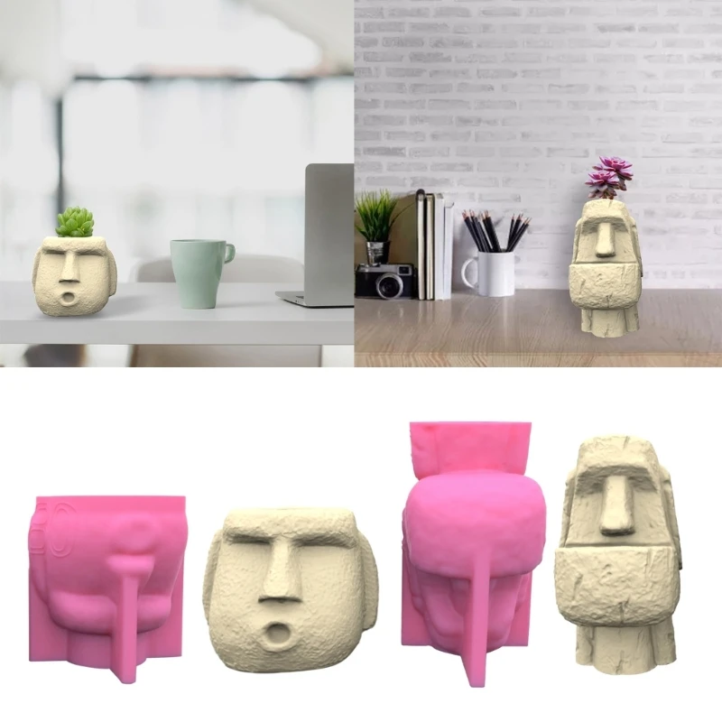 

Silicone Flower Pot Mold Succulent Planter Pot Mold 3D Gypsum Clay Mould T8DE