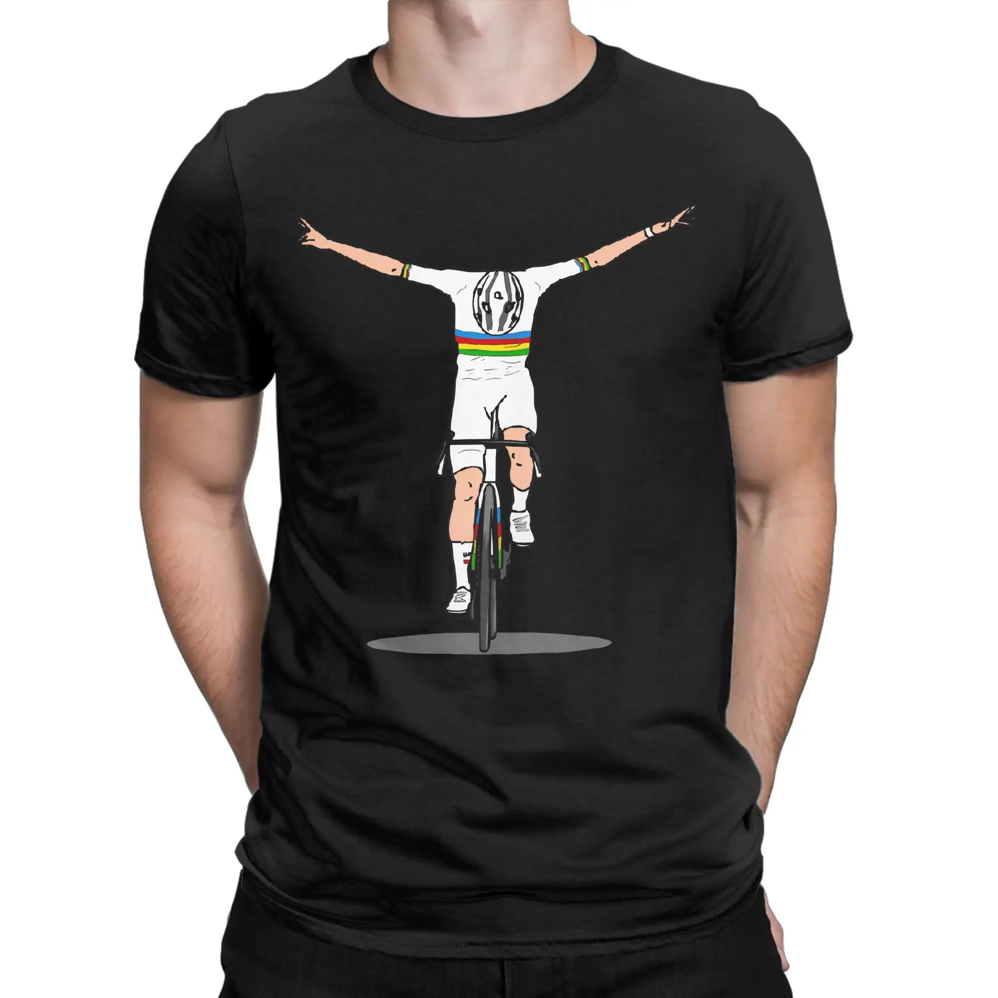 Фото Мужские футболки TADEJ POGACAR Cycling Pogi World, одежда из чистого хлопка, повседневные футболки с короткими рукавами и круглым вырезом, классические футболки №2