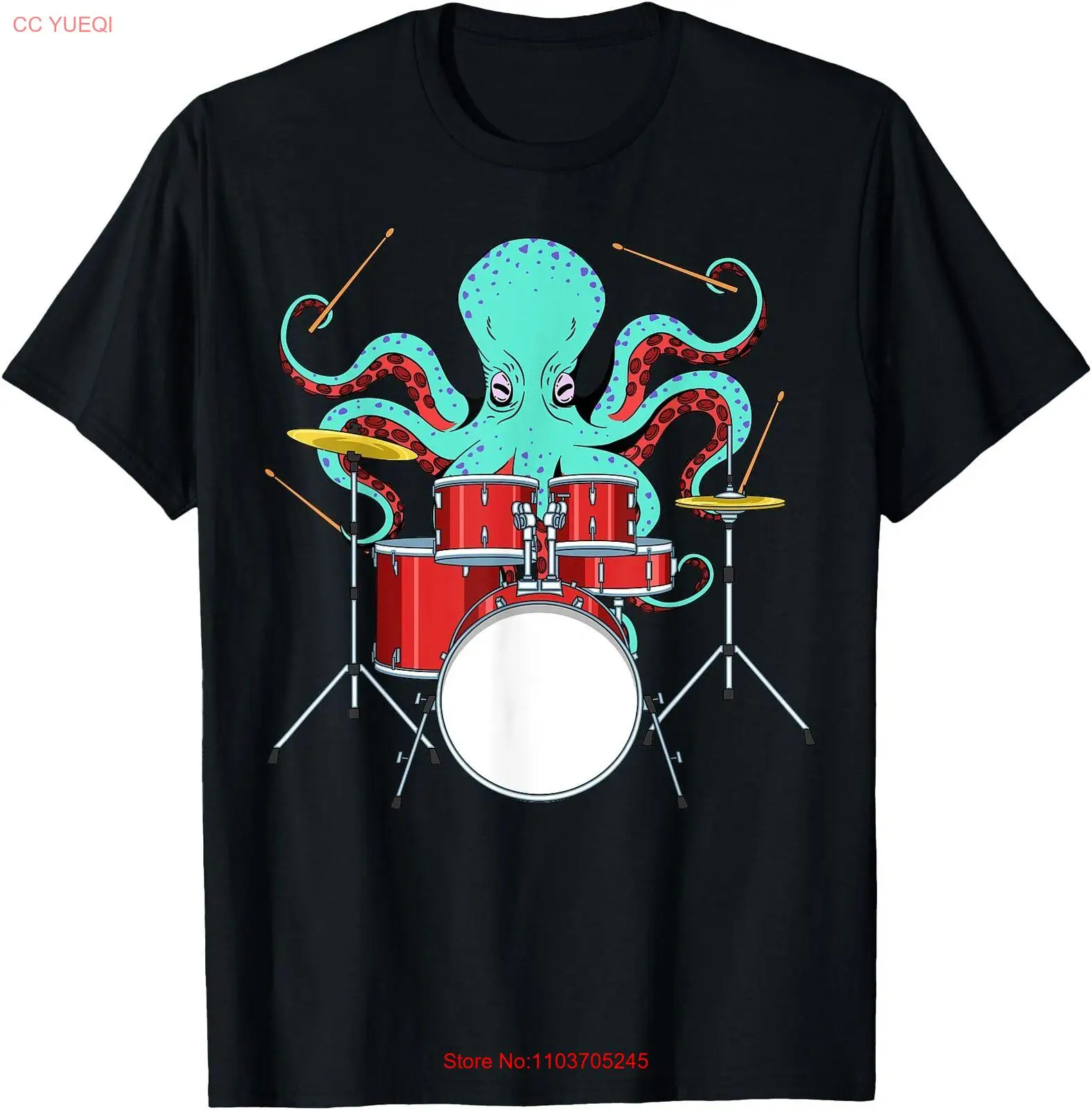 Осьминог барабан набор для влюбленных Snare Bass Hi Hat ловушка футболка мужская