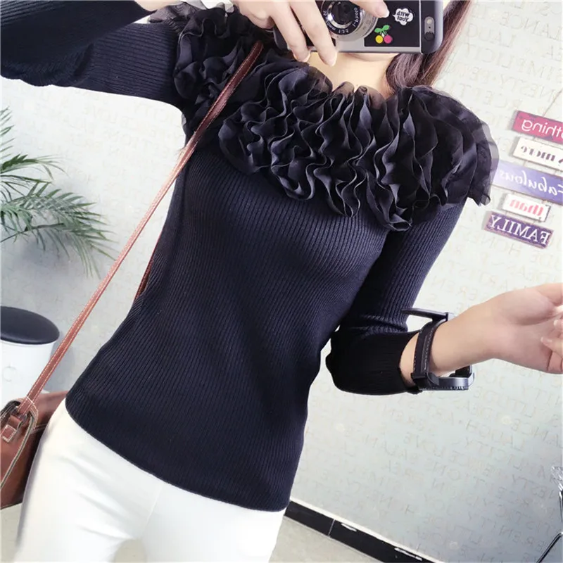 Осенний модный вязаный свитер Neploe 2022 новый тонкий женский пуловер с кружевными