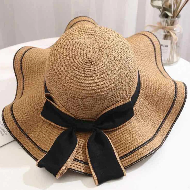 

Hot Summer Straw Hat Women Big Wide Brim Beach Hat Panama Ladies Cap Outdoor Sun Visor Hat Female Summer Caps Chapeu Feminino
