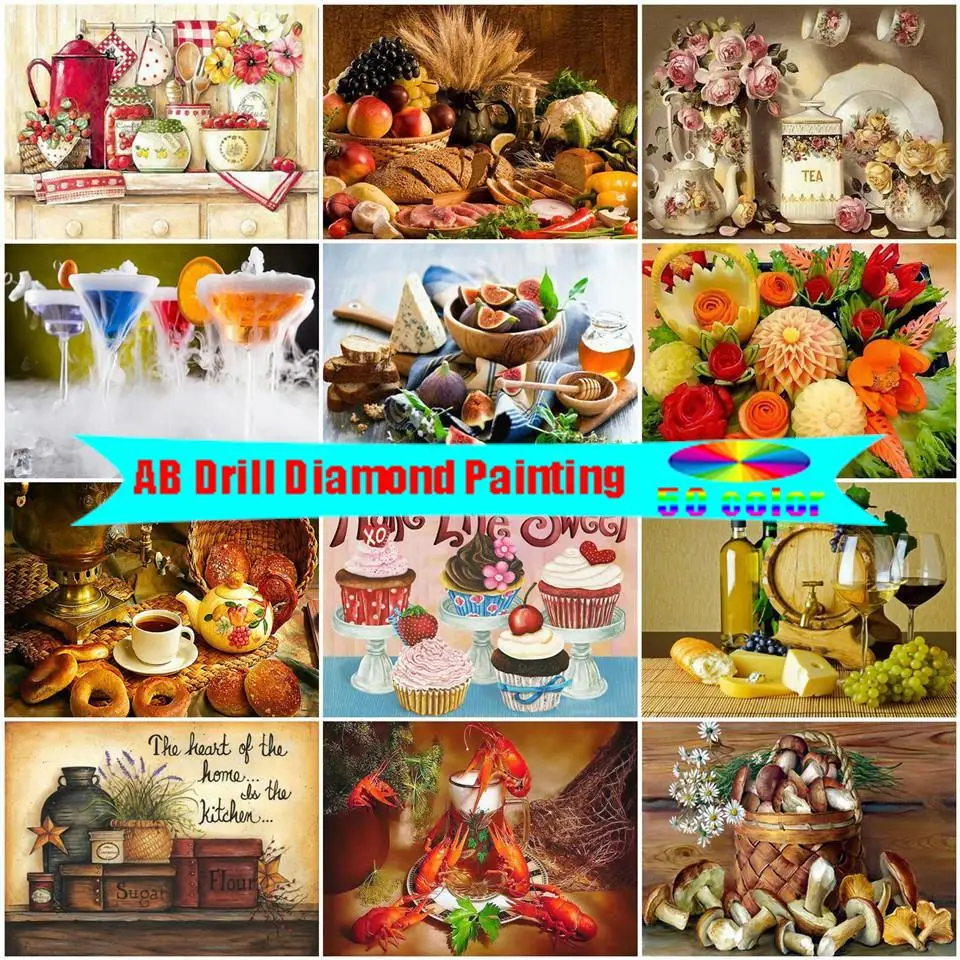 Алмазная вышивка AB кухонная мозаика картина с фруктами Стразы изображением еды
