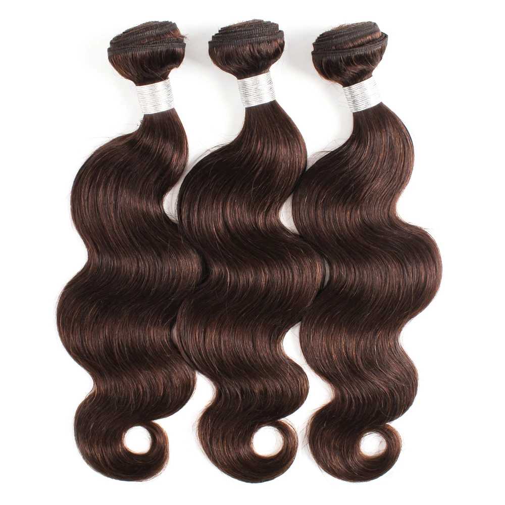 #2 Darkest Brown 3 Bundles 300g/lot Body Wave Remy Indian Human Hair Wefts No Shedding Extensions Gemlong