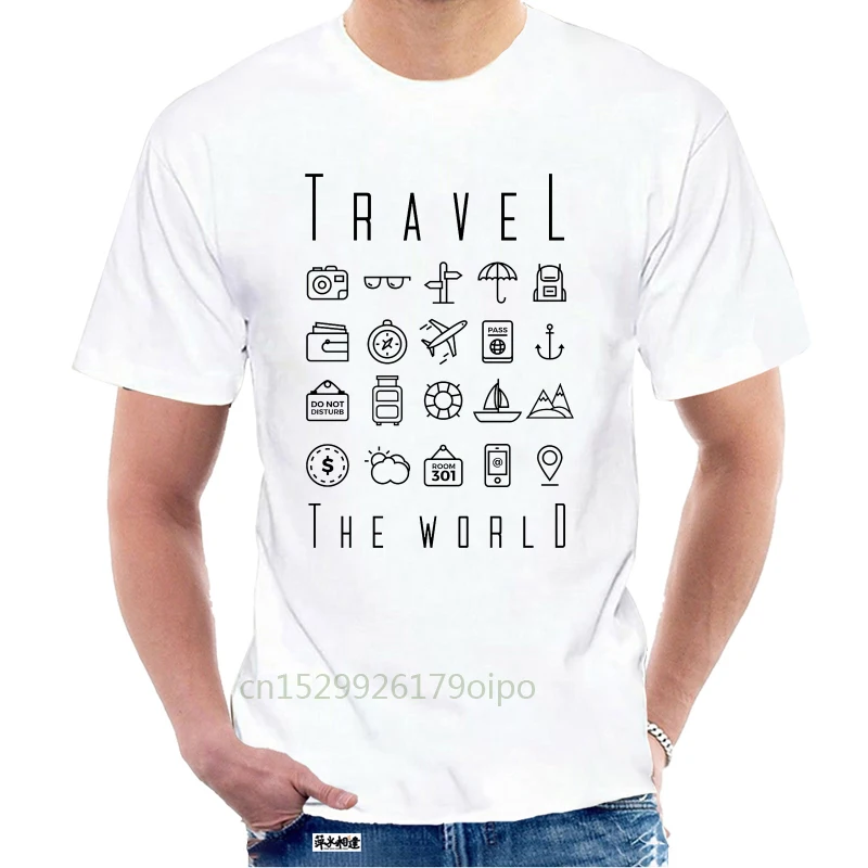 Мужская футболка с изображением иконы путешествий круглым вырезом и короткими