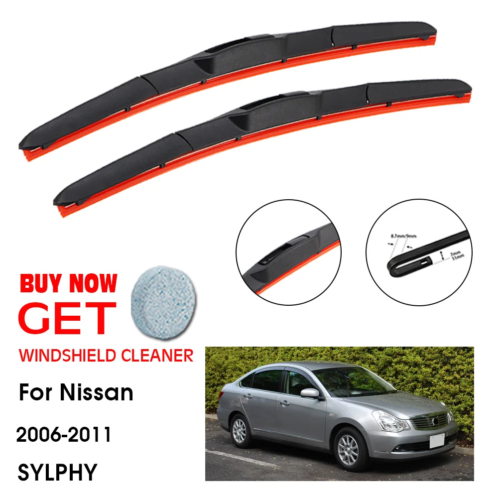 

Car Wiper For Nissan SYLPHY 22"+17" 2006-2011 Front Window Washer Windscreen Windshield Silica Gel Wiper Blades Accessorie