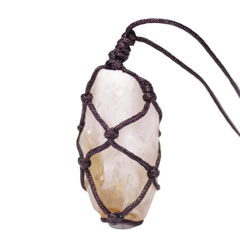 

Wire Wrap Crystal Necklace Wire Wrapped Natural Citrine Pendant For Unisex Handmade Healing Gemstone Pendant Necklace With Cord