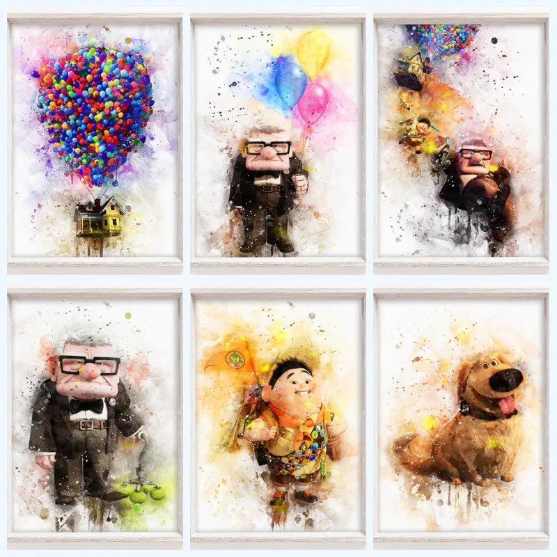 

Canvas Painting Disney Watercolor Pixar Up Abstract Balloon Prints and Posters Wall Art Pictures for Living Room Decor Cuadros