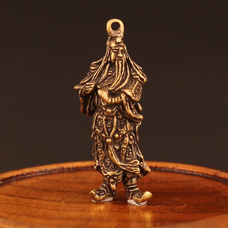 

1X Retro Chinese Copper God Of Wealth Guan Gong Figure Statue Small Statue Figurine Miniature Home Office Table Decoration