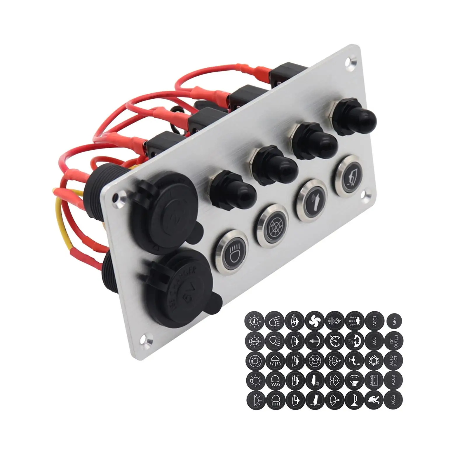 

Universal 4 Ways Rocker Switch Panel 4.8 Amp Dual USB Accessory Blue LED