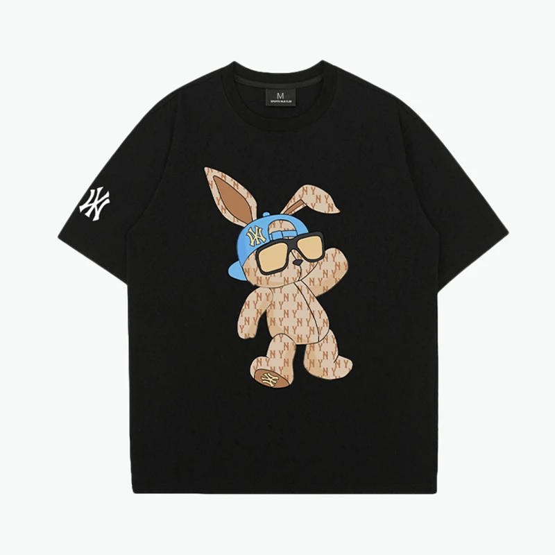 

Summer Fashion Brand Men's T-shirt Rabbit Print Pattern Oversized Short Sleeve Shirt Tide Brand Cotton Women's T-shirt