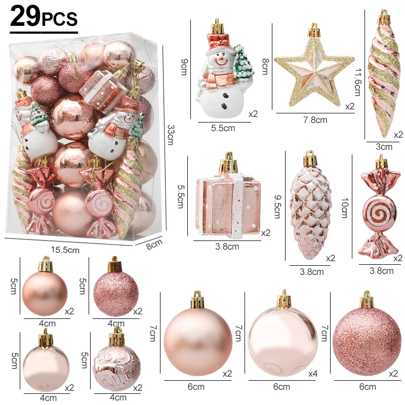 

29/20Pcs Christmas Tree Balls Hanging Pendant Candy Cane Pine Cone Ornament Set Christmas Home Decoration 2024 Navidad New Year