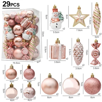크리스마스 트리 공 행잉 펜던트, 캔디 케인 솔방울 장식 세트, 크리스마스 홈 장식, 2024 Navidad 새해, 29 개, 20 개