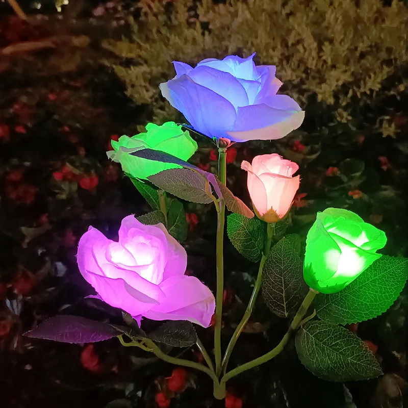 

Outdoor LED Solar Light 7 Colors RGB Tulip Flower Lamp Landscape Courtyard Lawn Lamp Waterproof Garden Rose Lily Christmas Decor