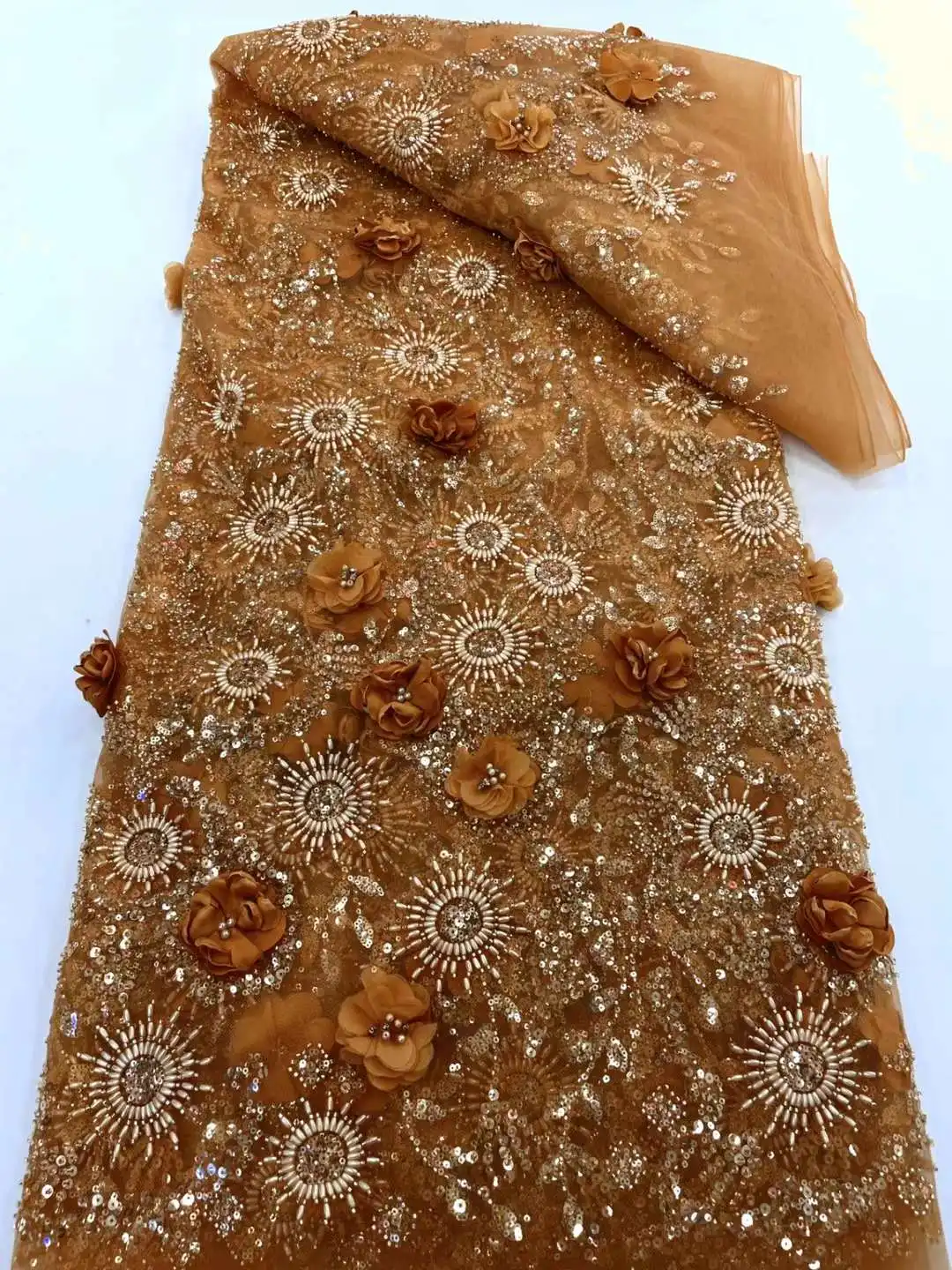 Кружевная ткань Mccarthy ручной работы из французского тюля 2024 Высококачественная 3D