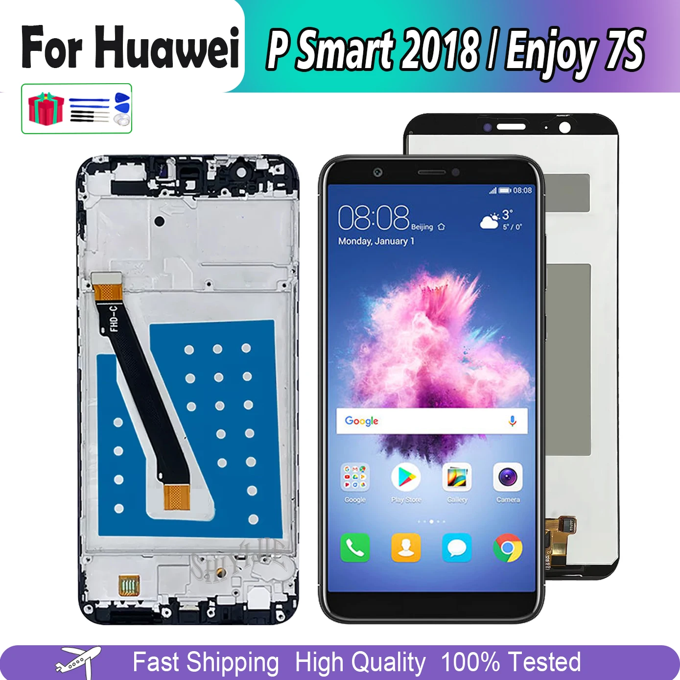 ЖК-дисплей для Huawei P Smart 2018 FIG-LX1/LA1/LX2, ЖК-дисплей, сенсорный экран для Huawei p smart/Enjoy 7S, сменный экран дисплея