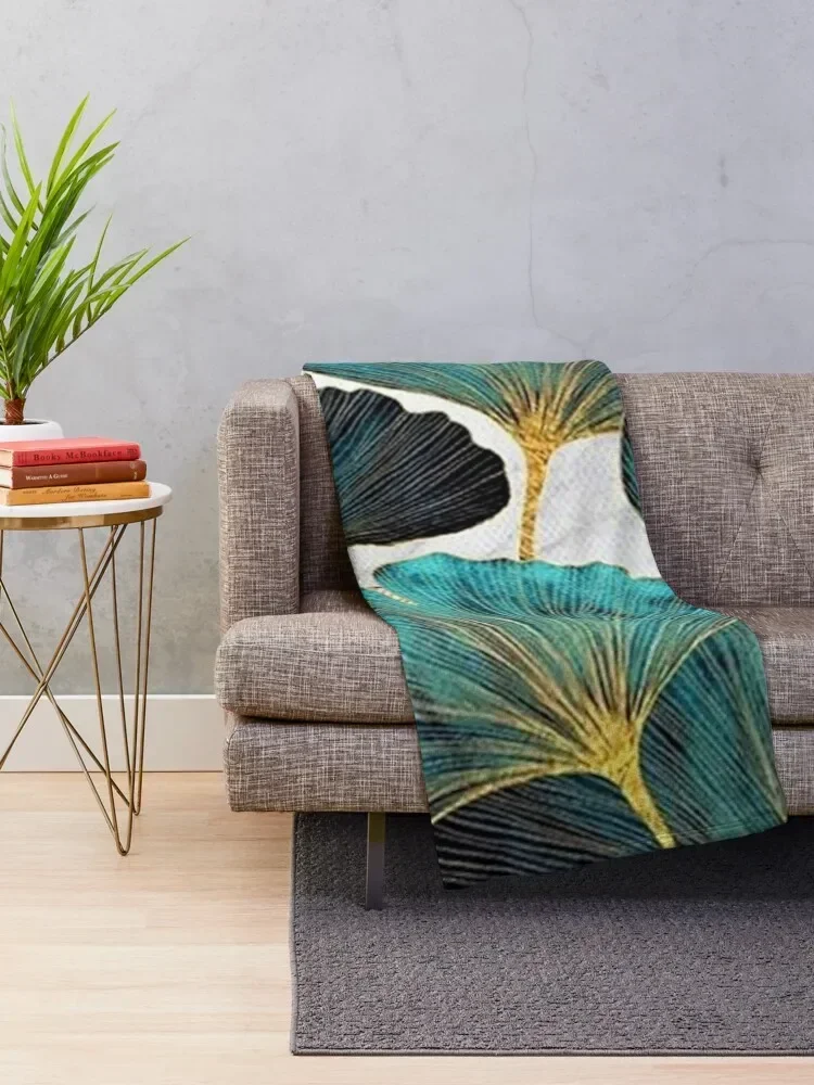 Синее одеяло в виде листьев Гинко мягкие искусственные пушистые одеяла