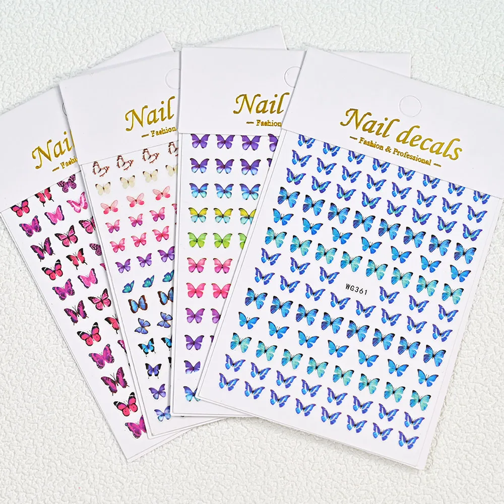 

4/5pcs/kit 3D Butterfly/Love-Heart/Flower Nail Art Sticker 8*10cm Holographic Set Nail Decals DIY Transfer Manicure Slider &*&