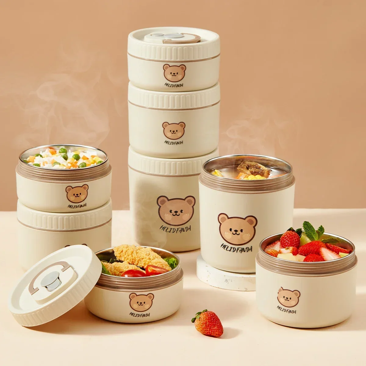 WORTHBUY Fiambrera aislada портативный acero inoxidable 304 контейнер для хранения продуктов ensalada frutas