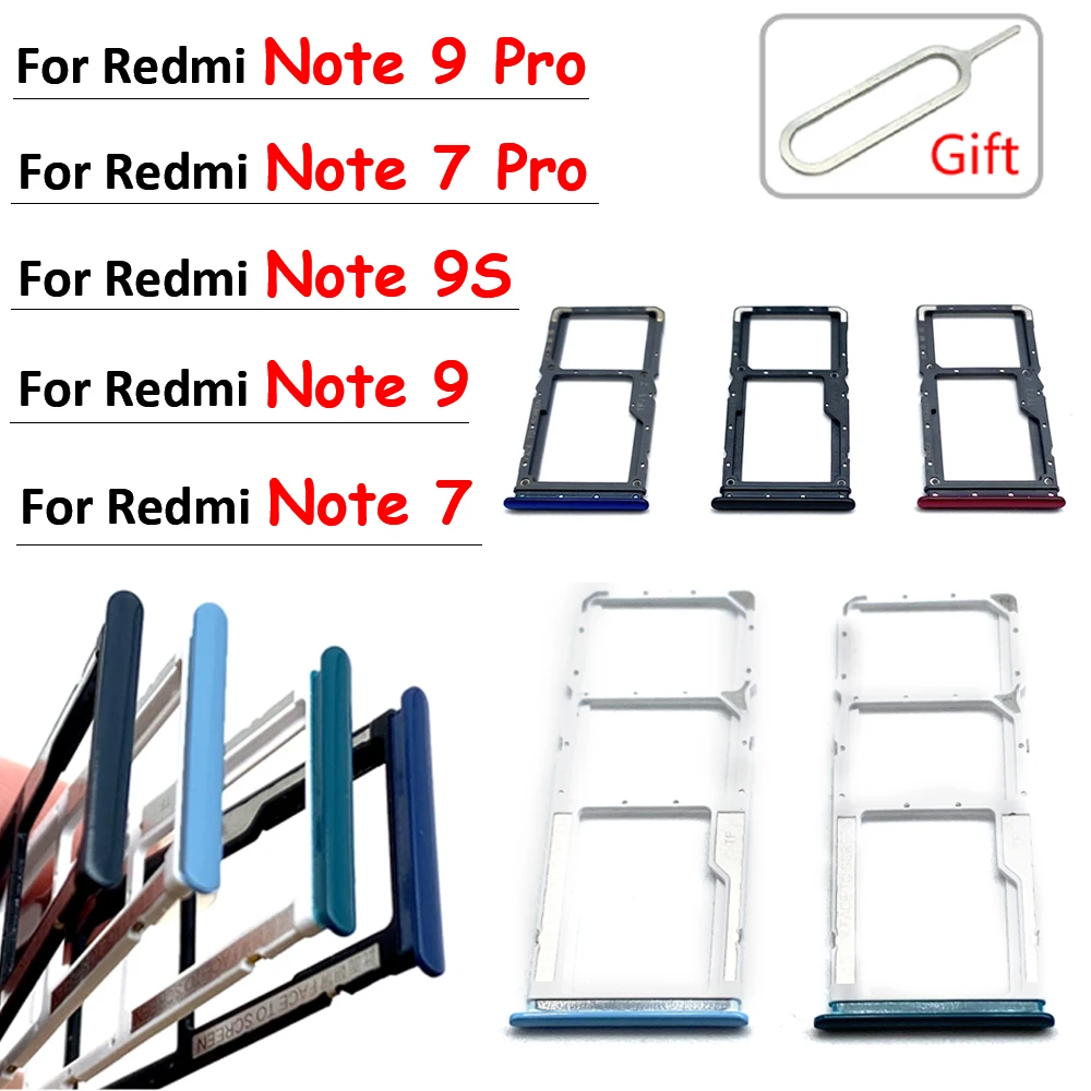 Original SIM Card Tray Chip Slot Drawer Holder Adapter Accessories Repair Part For Xiaomi Redmi Note 9S Note 9 7 Pro + Pin