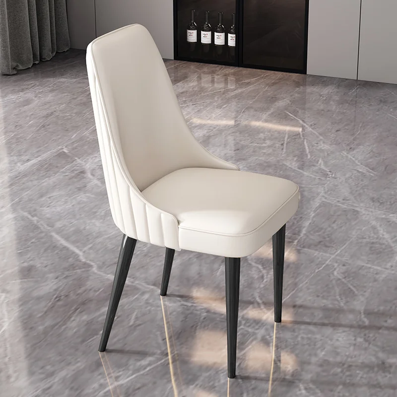 

Black Metal Legs Dining Chairs Modern Luxury White Nail Desk Leather Chair Office Dressing Table Silla Comedor Nordic Furniture