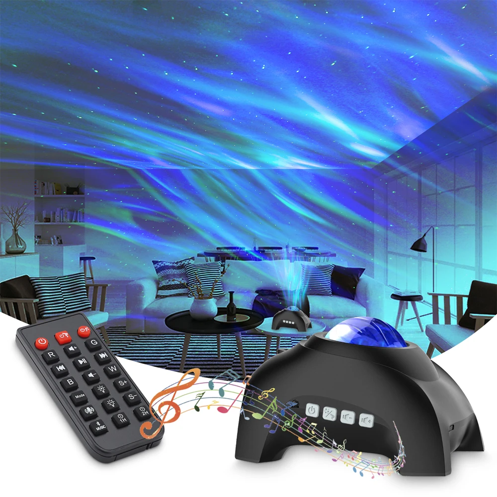 

LED Aurora Starry Sky Projector Night Light Music Speaker Galaxy Projector Northern Lights Lamp for Kids Bedroom Decoration Gift
