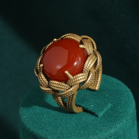 LOVE GREEN LIVE GREEN Винтажное красное кольцо с агатом