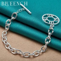 blueench 925 sterling silver round roman pendant ot buckle bracelet for women men casual fashion jewelry