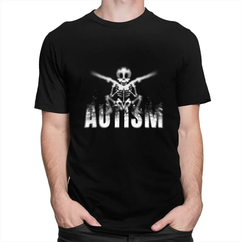Фото Мужская футболка Aspergers Asd Autism Skeleton Meme с короткими рукавами для отдыха, модная футболка свободного покроя, футболка из 100% хлопка №2
