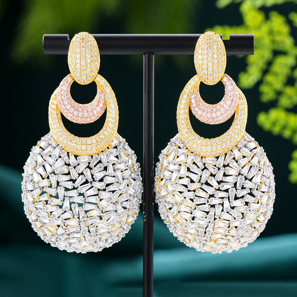 

Missvikki Luxury Gorgeous Round Drop Earrings For Women Wedding Party Golden Hollow Dubai Earrings Fashion Jewelry High Quality