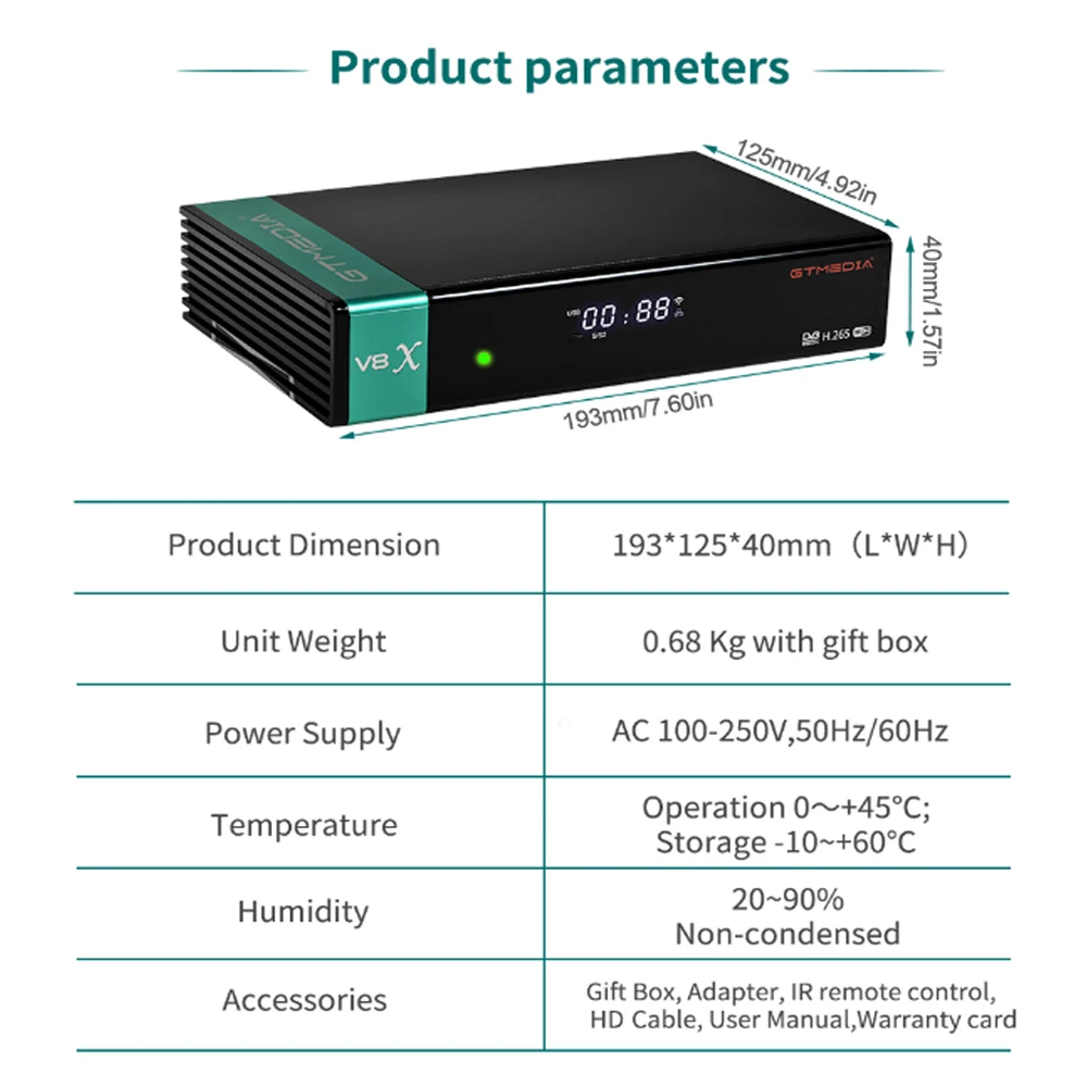 Фото 2022 V8 NOVA,GTMEDIA V8X DVB-S/S2/S2X спутниковый ТВ-приемник, декодер, встроенный 2,4G wifi, H.265,CCam,M3u ТВ-приставка, в наличии в Испании №5