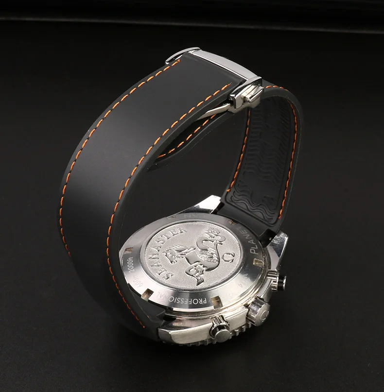 20mm 22mm Blue Black Orange Curved End Rubber Silicone Watch Bands For Omega Seamaster 300 Speedmaster Strap Brand Watchband