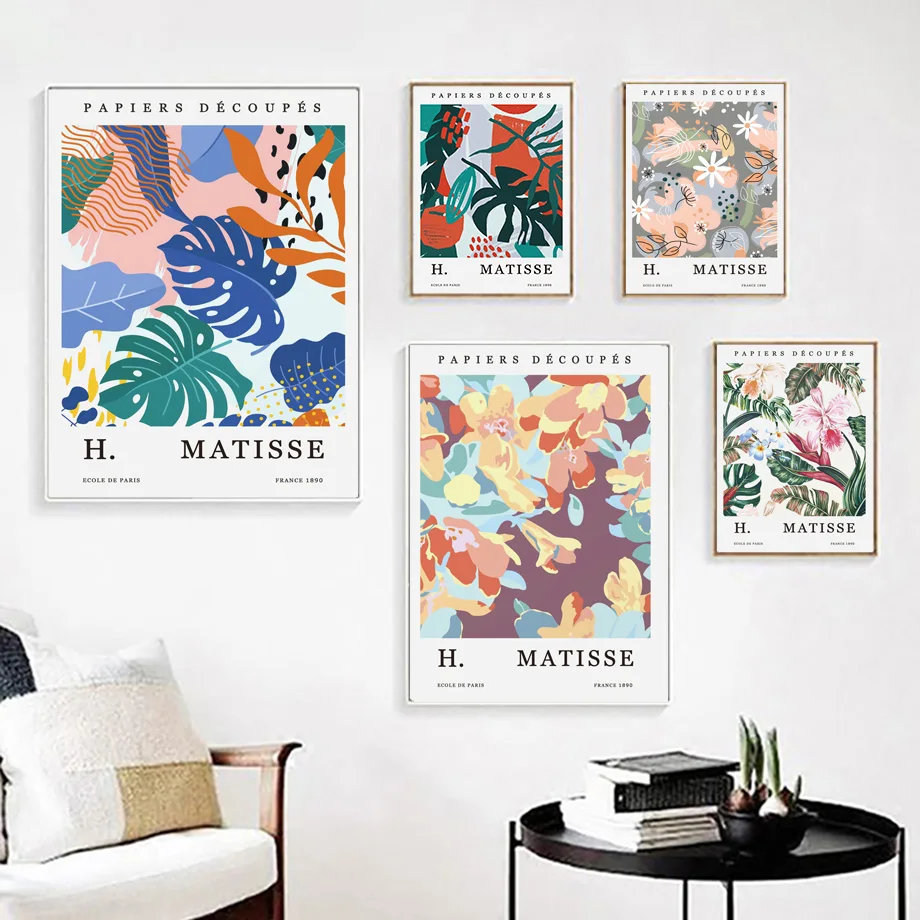 

Абстрактные постеры Матисс листья цветы винтажная Картина на холсте скандинавские принты настенные картины для гостиной домашний декор