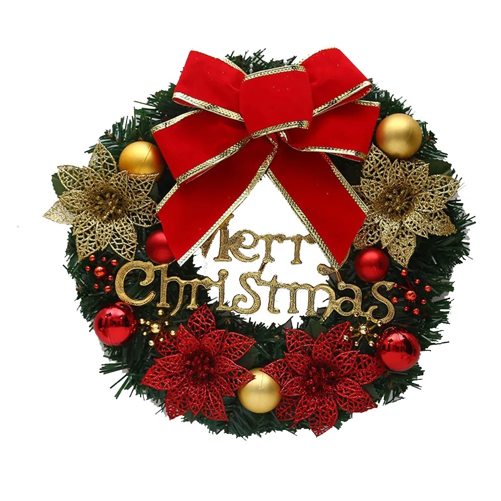 

1pc 30cm Christmas Tree Wreath Door Hanging Garland Wall Ornament Xmas Decor For Office/shopping Mall/home/party Decoration