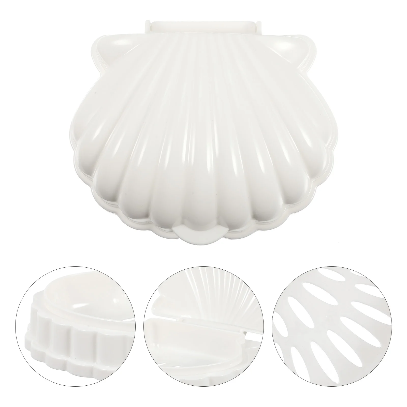 

Soap Dish Holder Tray Shellbox Lid Bathroom Sea Draining Drainerbar Saver Case Storage Rack Shapeseashell Shower Portable Travel
