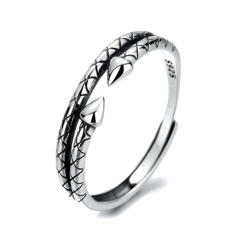 

Woven pattern sterling silver ring tail ring female Korean version trendy student cool wind ring personality