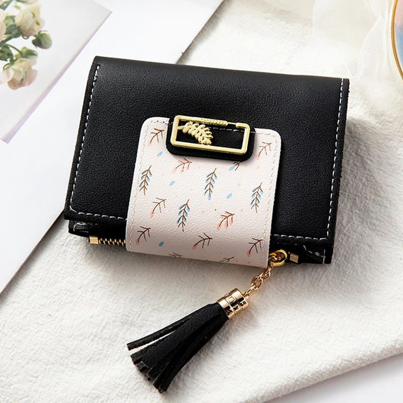 Модный короткий кошелек с кисточками для женщин сумочка-клатч из искусственной