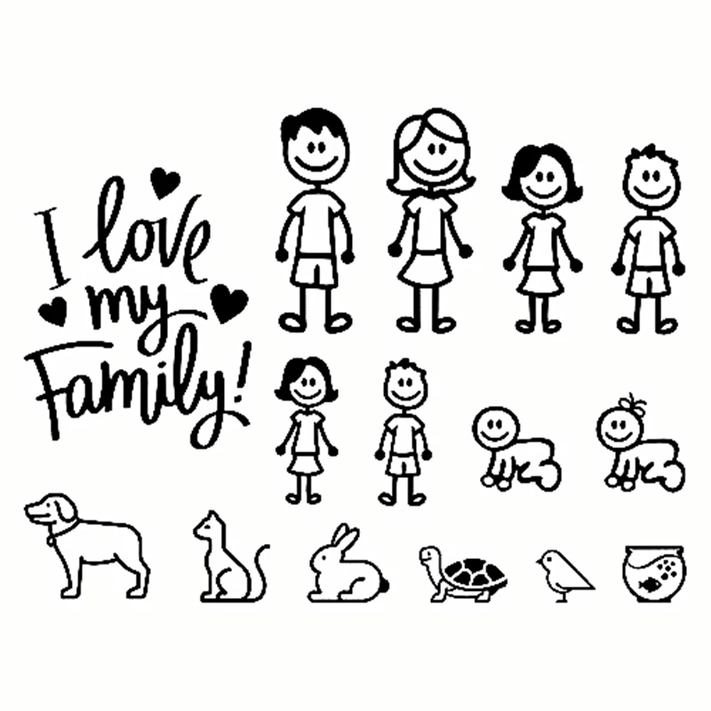 

Interesting Family Car Sticker Automobiles Motorcycles Window Bumper Laptop Decal Decorative Goods PVC Decal