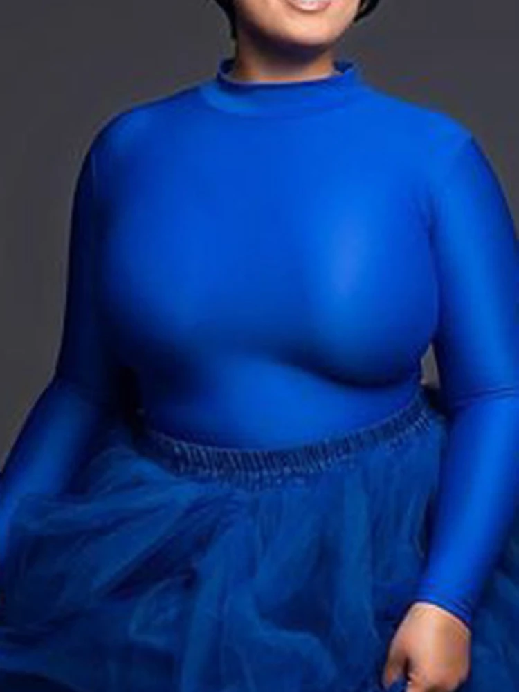 

Женская водолазка большого размера, однотонная облегающая блузка с длинным рукавом в африканском стиле, Летние повседневные топы, 2022