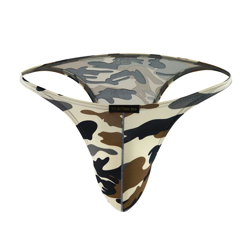 4PCS Sexy Underwear Briefs Ice Silky Camouflage Men Briefs Underpants Nylon Boy Bikini Printed Panties Male Briefs Jockstrap